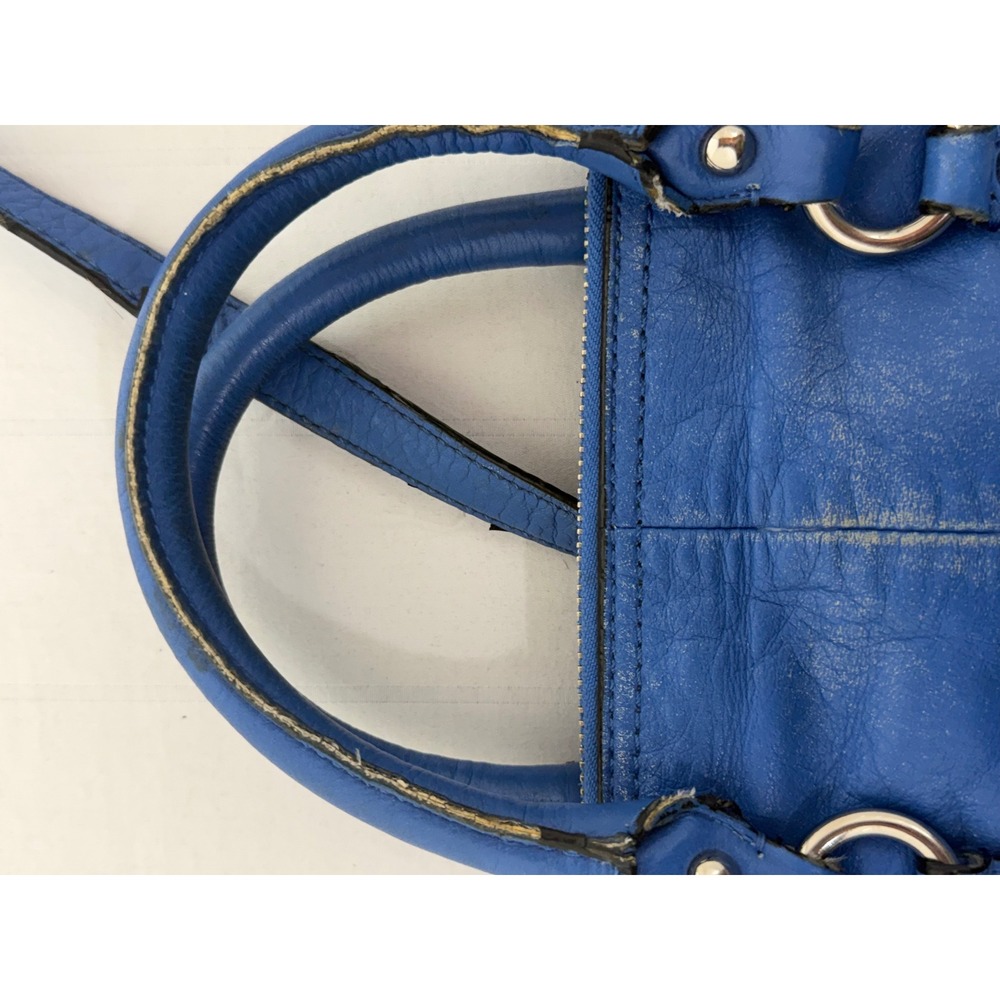 Coach Madison Madeline East West Satchel Blue Leather Handbag 21222 - Picture 10 of 14